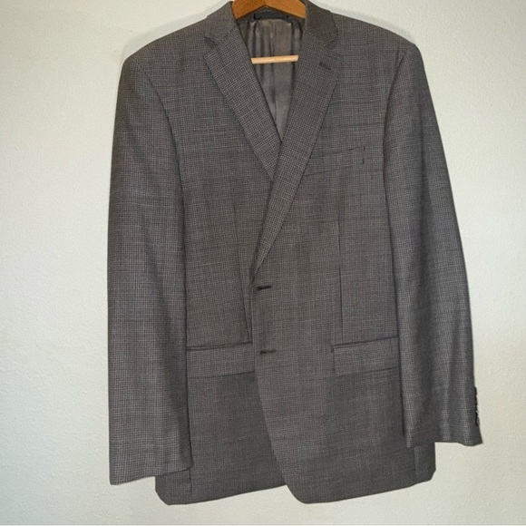 Calvin Klein Black Gray Blazer 100% Wool sports coat jacket 42R 42 men’s - Picture 1 of 12